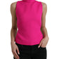 Dolce & Gabbana Elegant Pink Turtleneck Sleeveless Wool Top