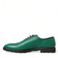 Dolce & Gabbana Elegant Green Leather Oxford Dress Shoes