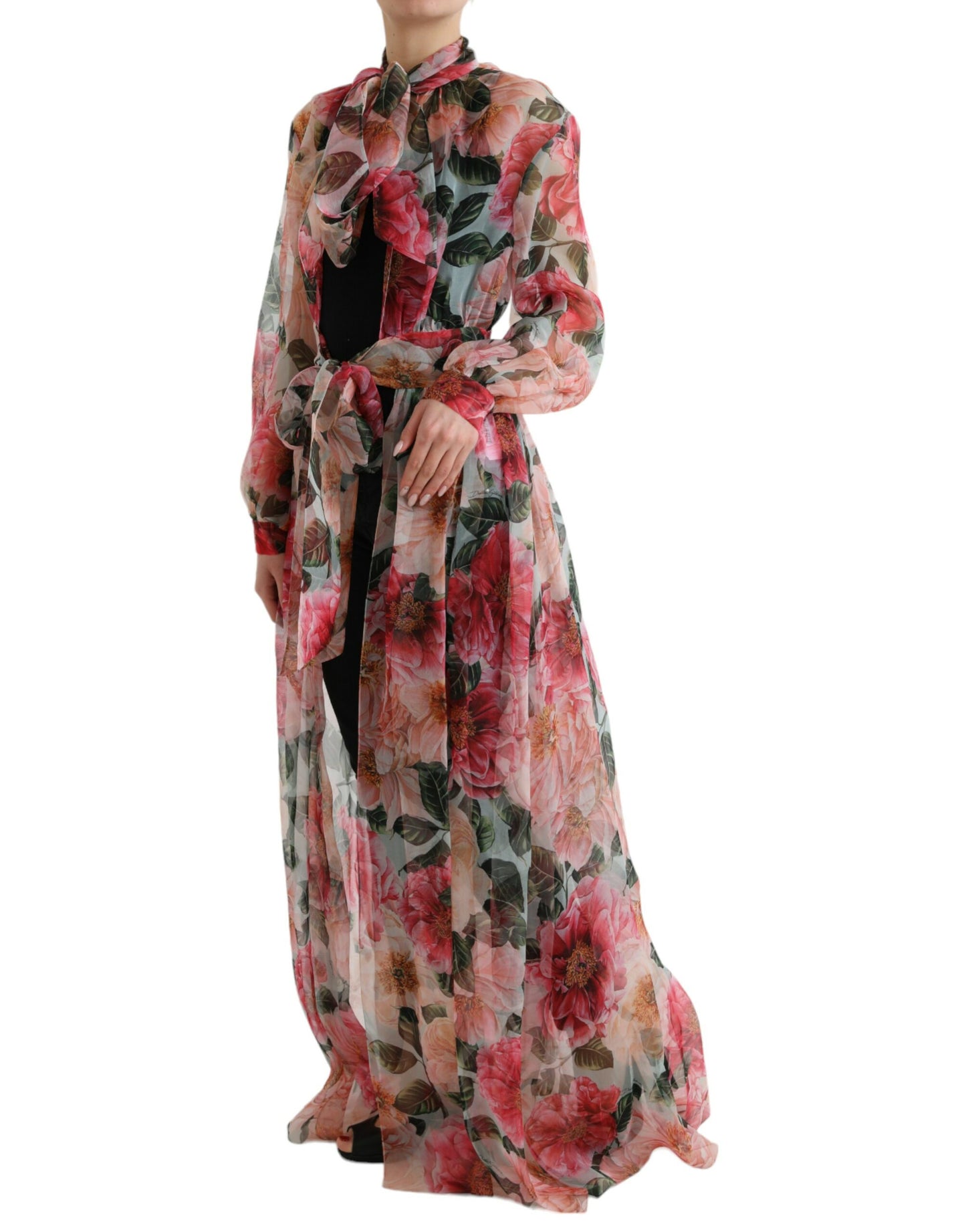 Dolce & Gabbana Floral Silk Chiffon Maxi Coat