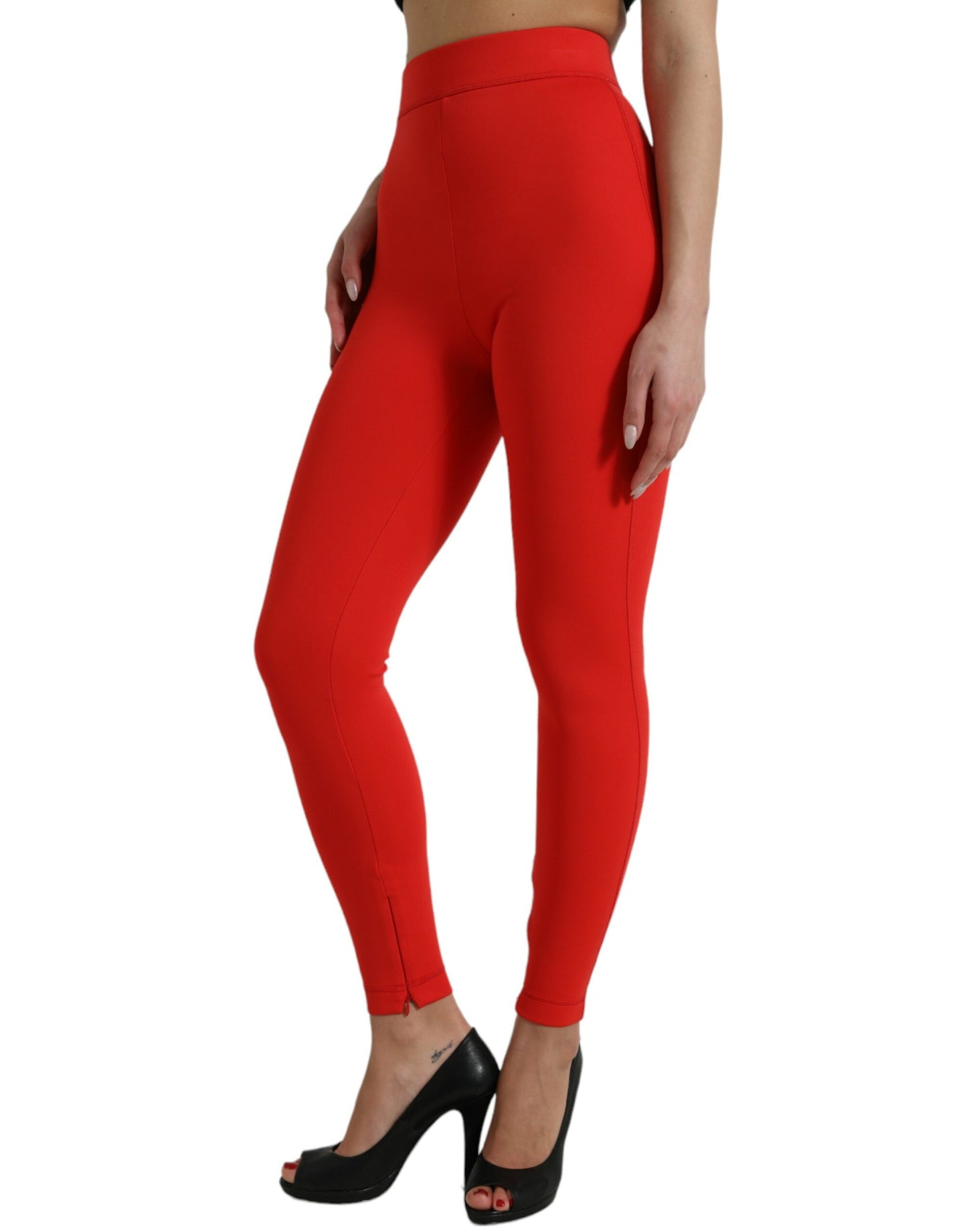 Dolce & Gabbana Elegant High Waist Red Leggings