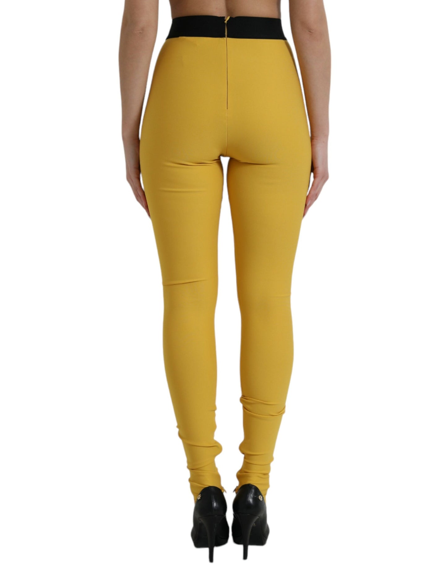 Dolce & Gabbana Elegant High Waist Yellow Leggings