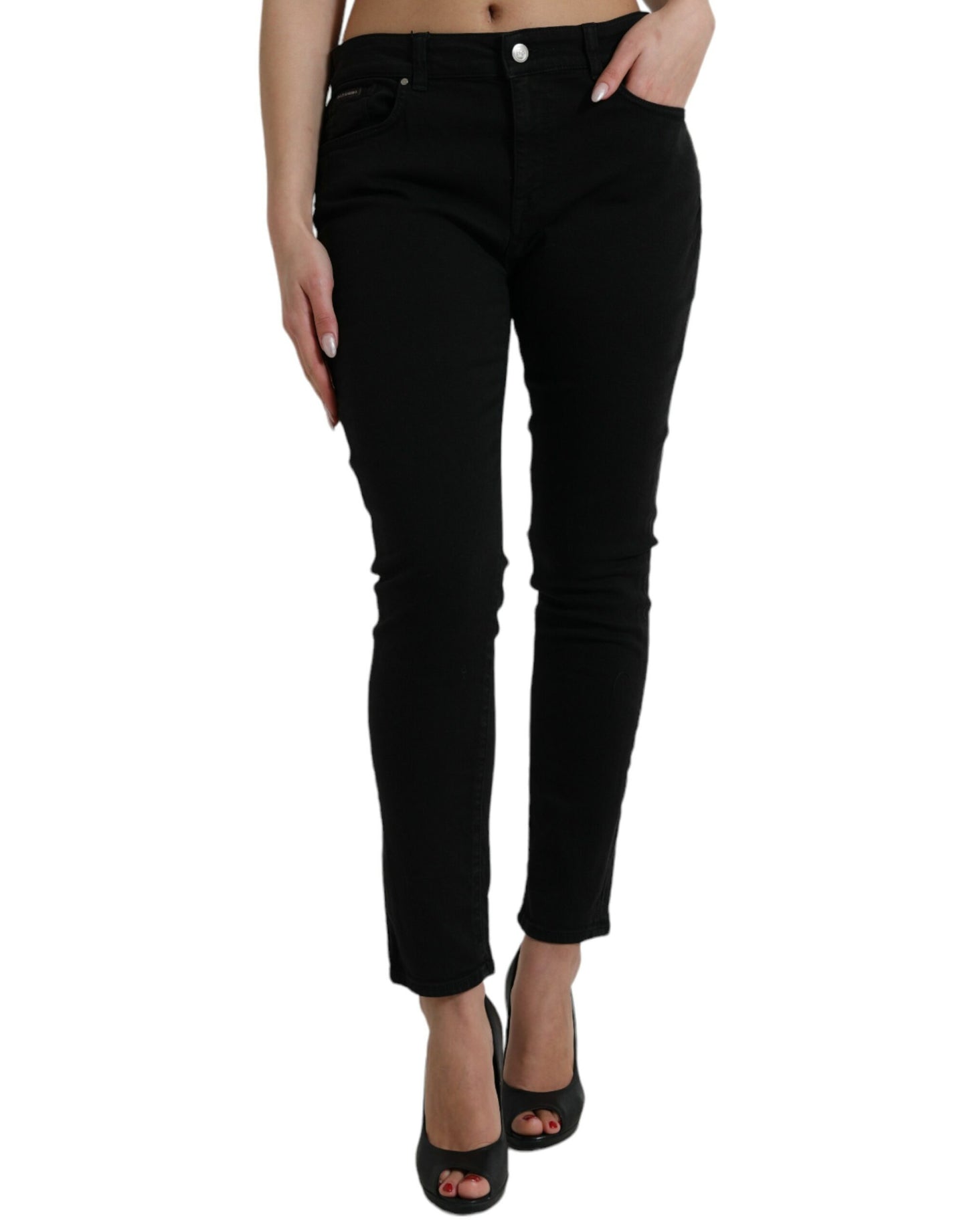 Dolce & Gabbana Elegant Black Mid Waist Stretch Jeans