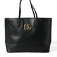 Dolce & Gabbana Elegant Black Leather Tote with Gold Detailing