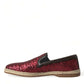 Dolce & Gabbana Red Sequined Leather Loafers