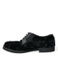 Dolce & Gabbana Elegant Black Fur Derby Dress Shoes for Men