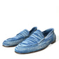 Dolce & Gabbana Elegant Blue Raffia Slip-On Loafers