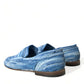 Dolce & Gabbana Elegant Blue Raffia Slip-On Loafers