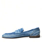 Dolce & Gabbana Elegant Blue Raffia Slip-On Loafers