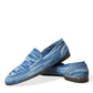 Dolce & Gabbana Elegant Blue Raffia Slip-On Loafers