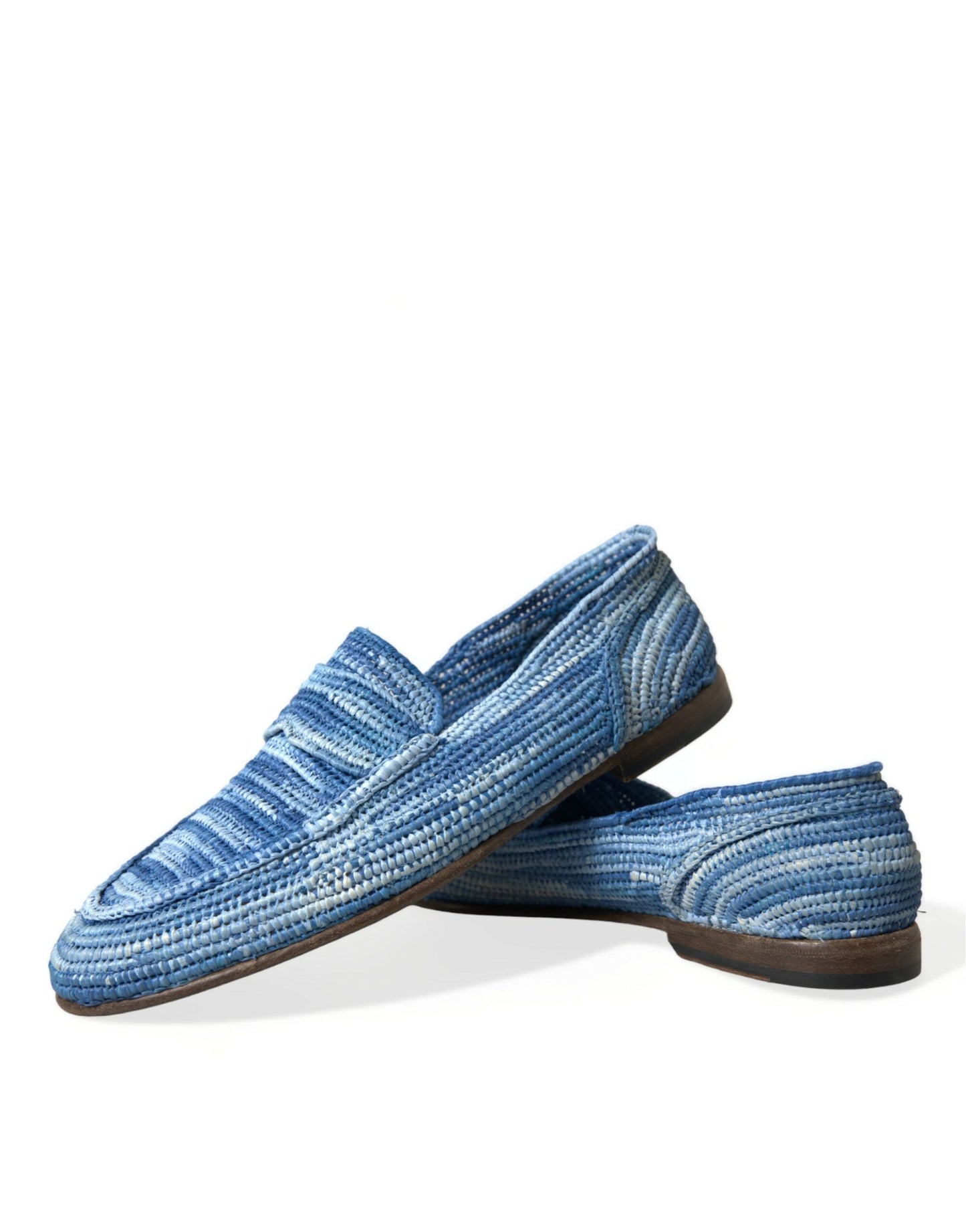 Dolce & Gabbana Elegant Blue Raffia Slip-On Loafers