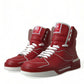 Dolce & Gabbana Sleek High-Top Leather Sneakers - Red & White