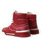 Dolce & Gabbana Sleek High-Top Leather Sneakers - Red & White