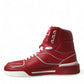 Dolce & Gabbana Sleek High-Top Leather Sneakers - Red & White