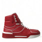 Dolce & Gabbana Sleek High-Top Leather Sneakers - Red & White