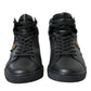 Dolce & Gabbana Elegant Black Mid-Top Leather Sneakers