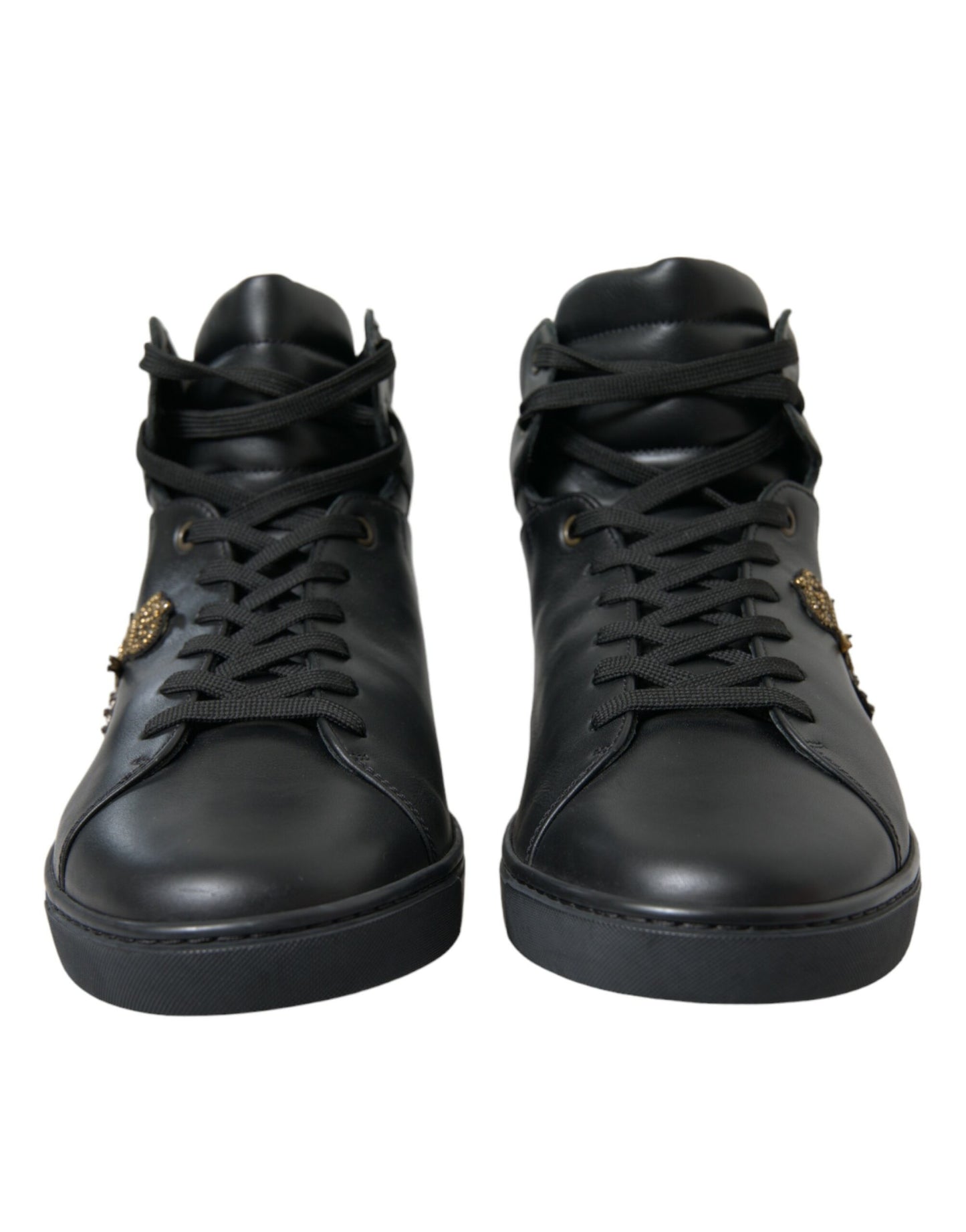 Dolce & Gabbana Elegant Black Mid-Top Leather Sneakers