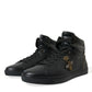 Dolce & Gabbana Elegant Black Mid-Top Leather Sneakers