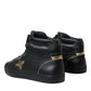 Dolce & Gabbana Elegant Black Mid-Top Leather Sneakers