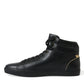 Dolce & Gabbana Elegant Black Mid-Top Leather Sneakers