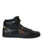 Dolce & Gabbana Elegant Black Mid-Top Leather Sneakers