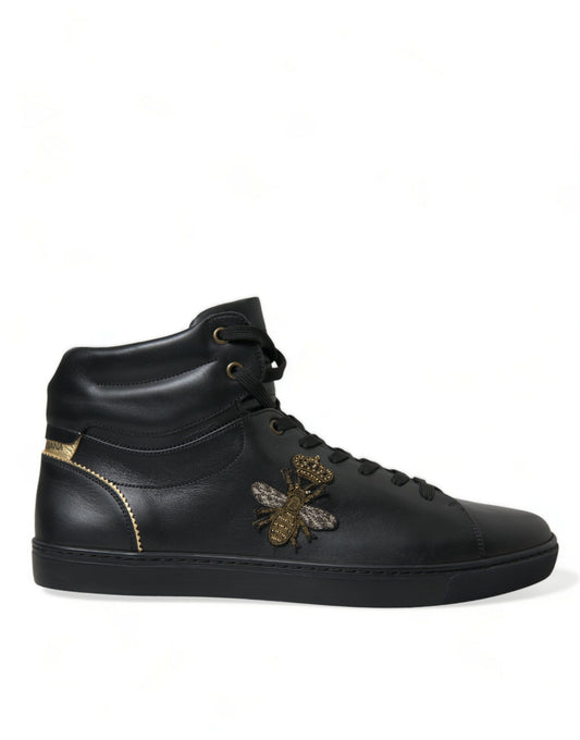 Dolce & Gabbana Elegant Black Mid-Top Leather Sneakers