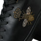 Dolce & Gabbana Elegant Black Mid-Top Leather Sneakers