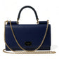 Dolce & Gabbana Elegant Blue Leather Phone Bag with Gold Accents