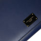 Dolce & Gabbana Elegant Blue Leather Phone Bag with Gold Accents