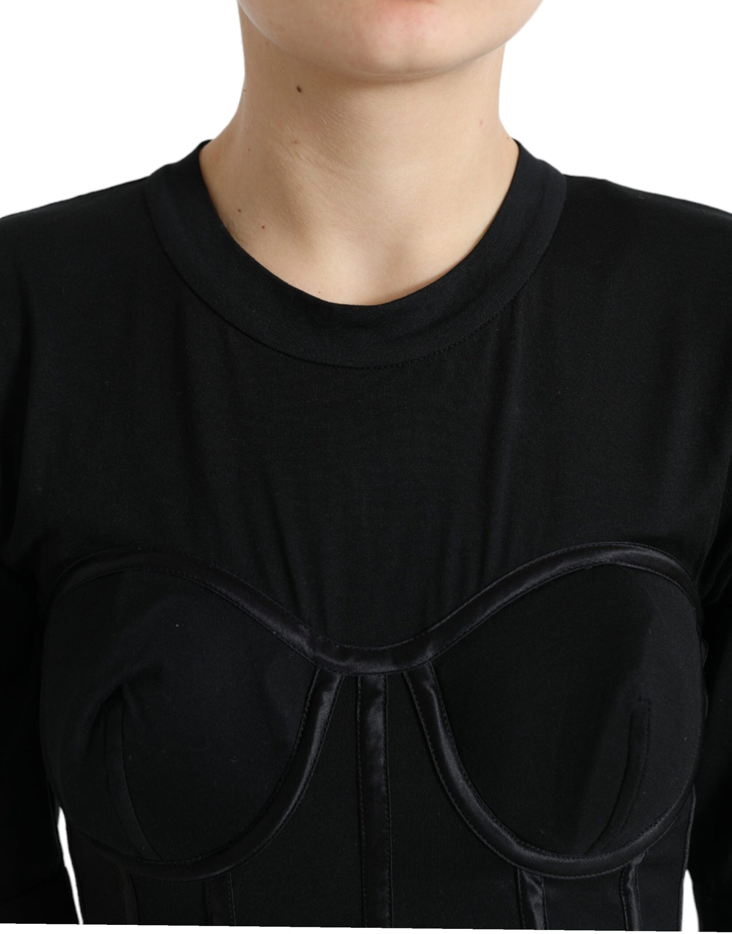 Dolce & Gabbana Elegant Satin-Trimmed Bustier T-Shirt