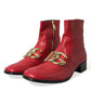 Dolce & Gabbana Elegant Red Ankle Leather Boots