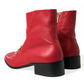 Dolce & Gabbana Elegant Red Ankle Leather Boots