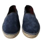 Dolce & Gabbana Elegant Navy Suede Leather Espadrilles