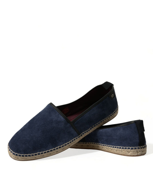 Dolce & Gabbana Elegant Navy Suede Leather Espadrilles