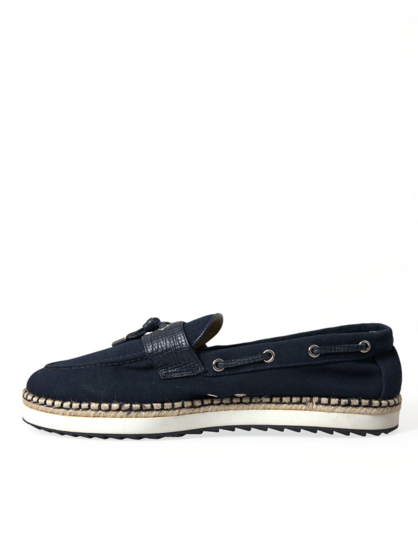 Dolce & Gabbana Elegant Navy Blue Fabric Loafers