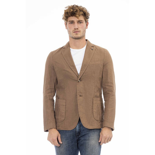 Distretto12 Brown Linen Men Blazer