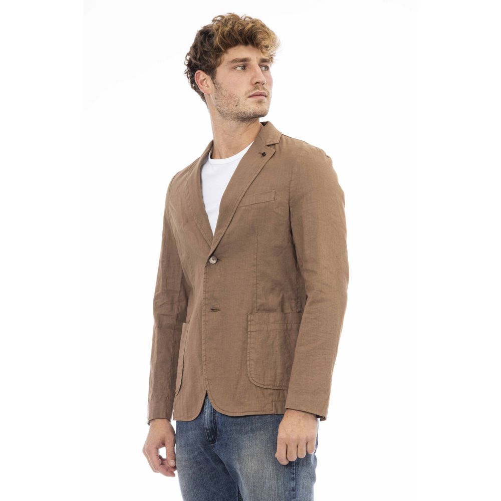 Distretto12 Brown Linen Men Blazer