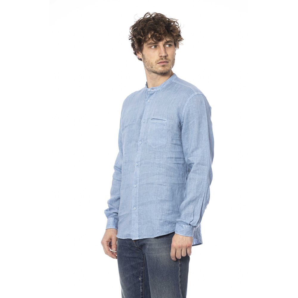 Distretto12 Light Blue Linen Men Shirt