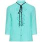 Patrizia Pepe Elegant Light Blue Crepe Blouse with Ruffle Detail