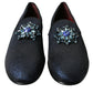 Dolce & Gabbana Elegant Blue Lurex Loafers with Crystal Accents