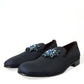 Dolce & Gabbana Elegant Blue Lurex Loafers with Crystal Accents