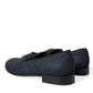 Dolce & Gabbana Elegant Blue Lurex Loafers with Crystal Accents