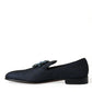 Dolce & Gabbana Elegant Blue Lurex Loafers with Crystal Accents