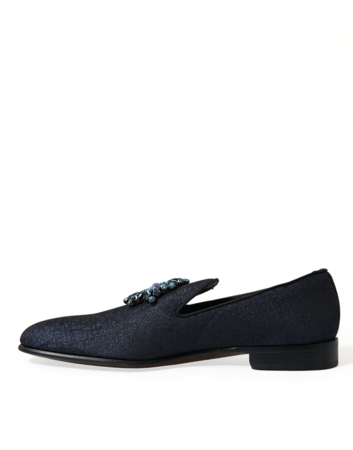 Dolce & Gabbana Elegant Blue Lurex Loafers with Crystal Accents