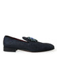 Dolce & Gabbana Elegant Blue Lurex Loafers with Crystal Accents