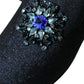 Dolce & Gabbana Elegant Blue Lurex Loafers with Crystal Accents