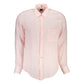 Hugo Boss Elegant Pink Linen Long Sleeve Shirt