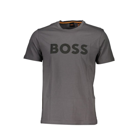 Hugo Boss Gray Cotton Men T-Shirt