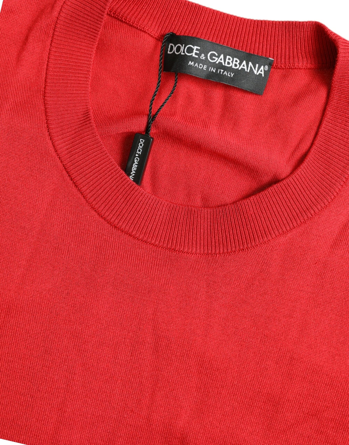 Dolce & Gabbana Silk Red Crew Neck Top