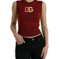 Dolce & Gabbana Elegant Silk Crew Neck Tank Top with Logo Patch