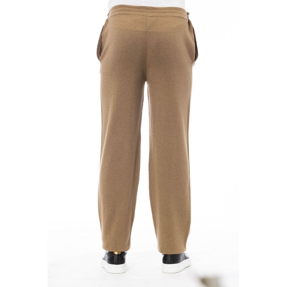 Alpha Studio Beige Wool Men Pant